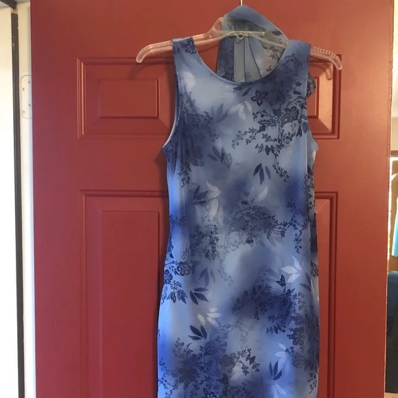 Maurice’s blue floral dress with scarf Sz Medium - Picture 2 of 12